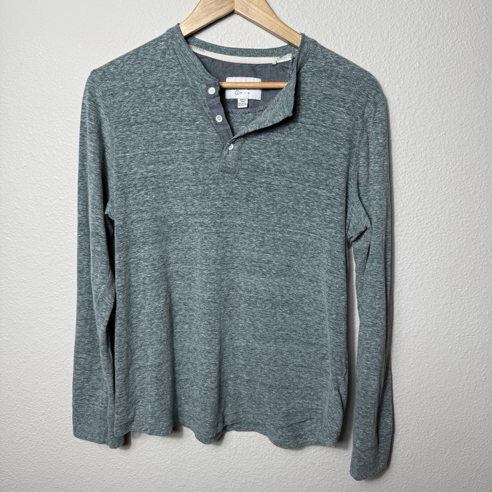 Mens Henley Size S Long Sleeve Shirt‎ Green Dexter Casual Paper Denim & Cloth